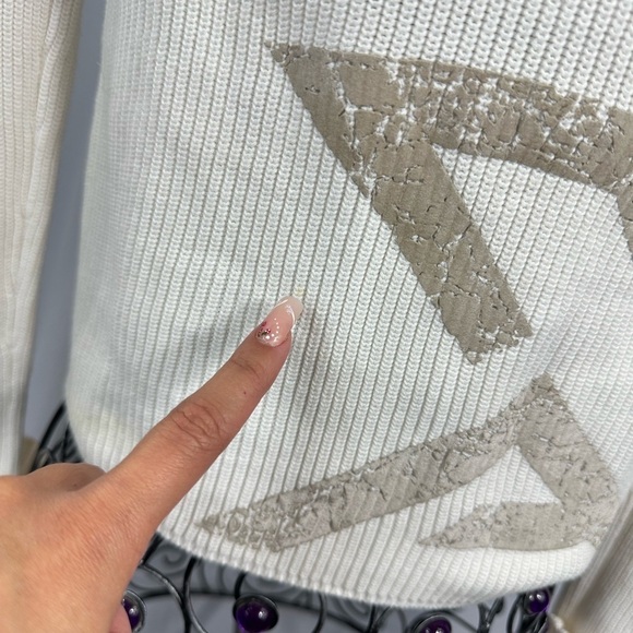 Armani Exchange white ribbed 1/4 zip sweater size S - Picture 3 of 8